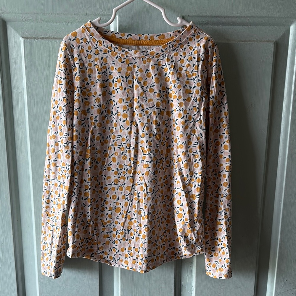 Floral Long Sleeve Kids Top - Yellow & White